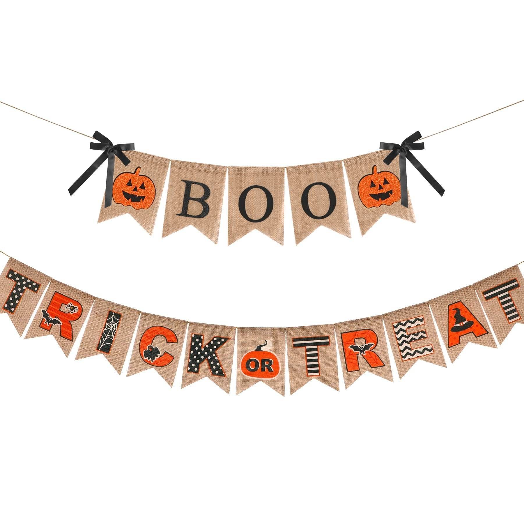 Halloween Burlap Banner Halloween Party Mantel Wall Hanging Supplies For Home Farmhouse Patio - www.Shopthatapp.com
