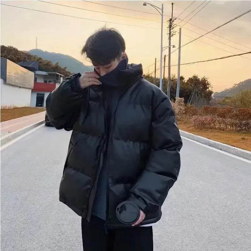 Winter Men's Down Cotton-padded Winter Coat Thick Black Puffer Jacket - www.Shopthatapp.com