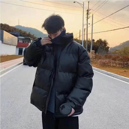 Winter Men's Down Cotton-padded Winter Coat Thick Black Puffer Jacket - www.Shopthatapp.com