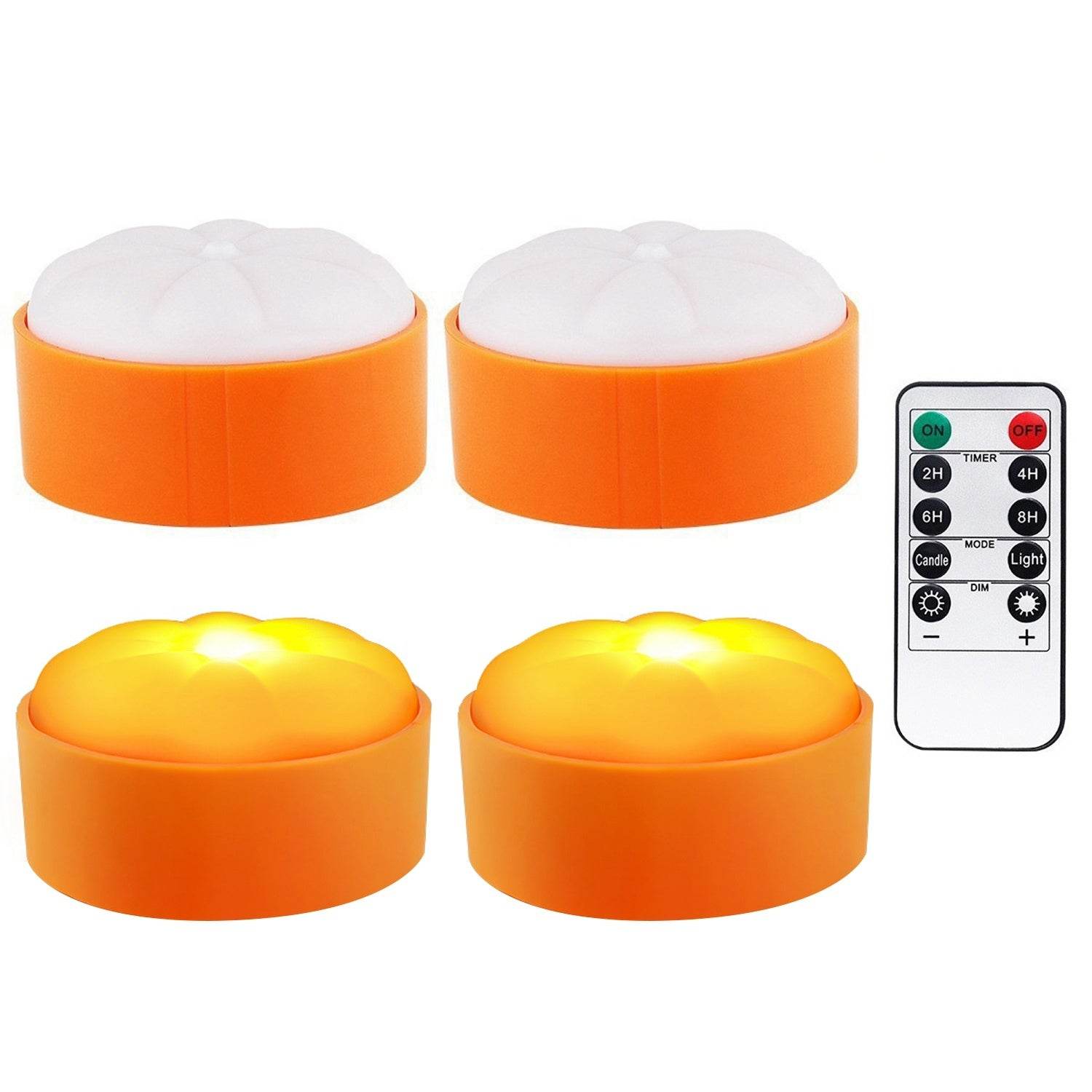 4 Pack Halloween LED Pumpkin Lights Battery Operated Halloween Decoration Lights With 2 Light Modes 4 Timer Setting Remorte Control For Party Pumpkin Decor - www.Shopthatapp.com