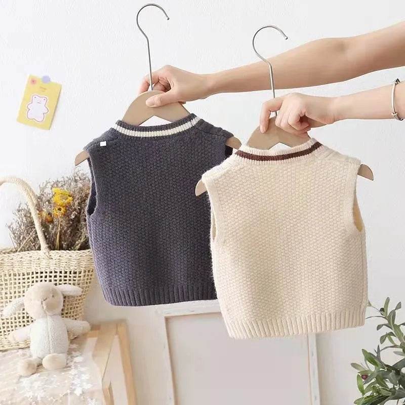 Children Knitted Chunky Sweater Outwear Vest kids - www.Shopthatapp.com