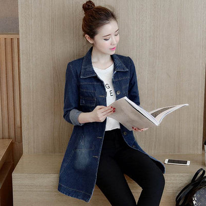 Women Denim Jacket Slim Mid Length - www.Shopthatapp.com
