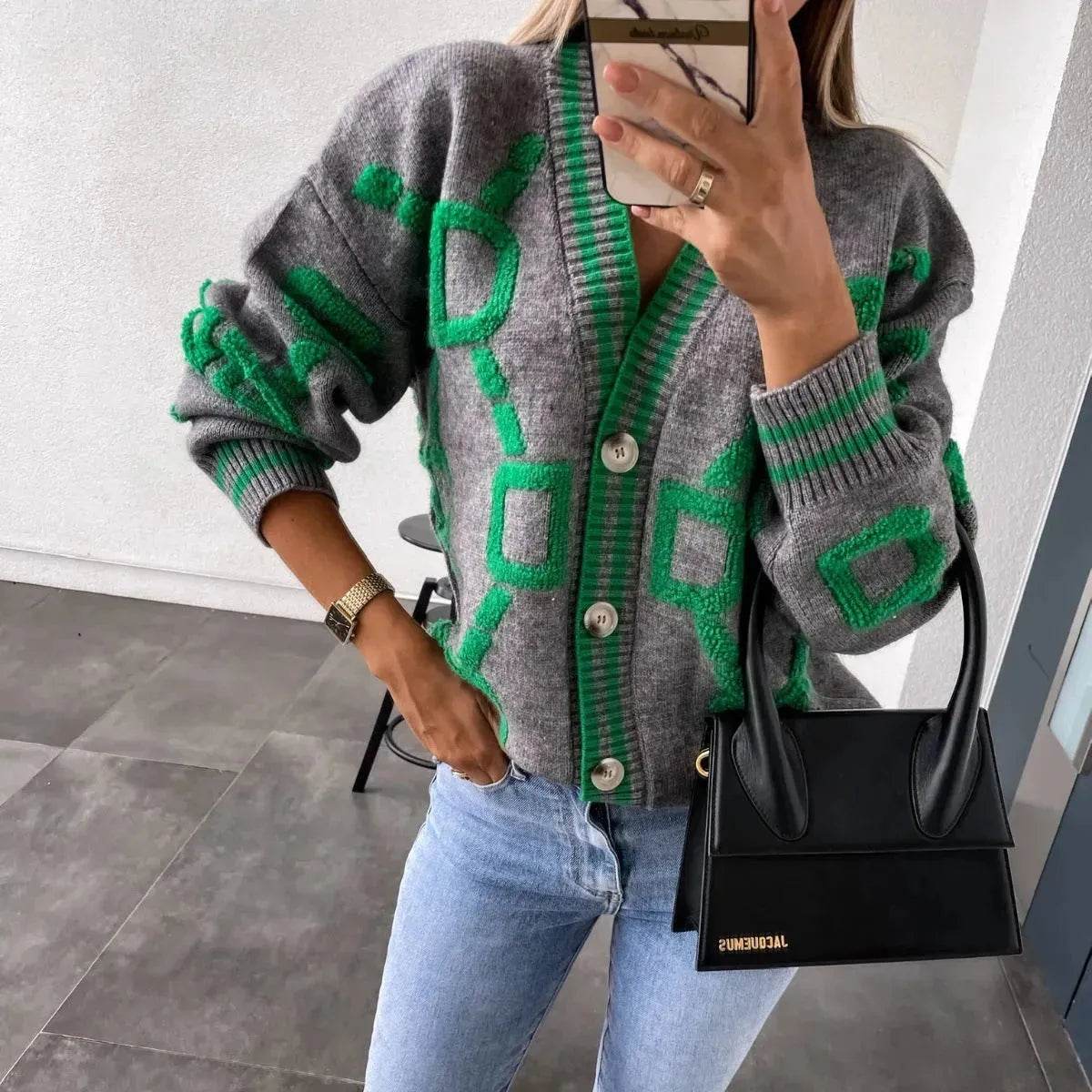 Batwing Sleeves V-neck Knitted Button Jacket Cashmere Cardigan Sweater Women - www.Shopthatapp.com