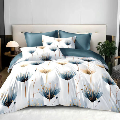 3-piece Set Of Simple And Fresh Blue And White Floral Duvet Cover, Polyester Bedroom Decoration Bedding Set Twin Full Queen King Size - www.Shopthatapp.com