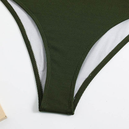 Split Swimsuit Leopard Splicing Strapless - www.Shopthatapp.com