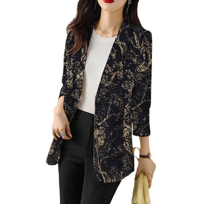 Women's Button Printed Long-sleeved Pocket Vintage Cotton And Linen jacket Blazer - www.Shopthatapp.com