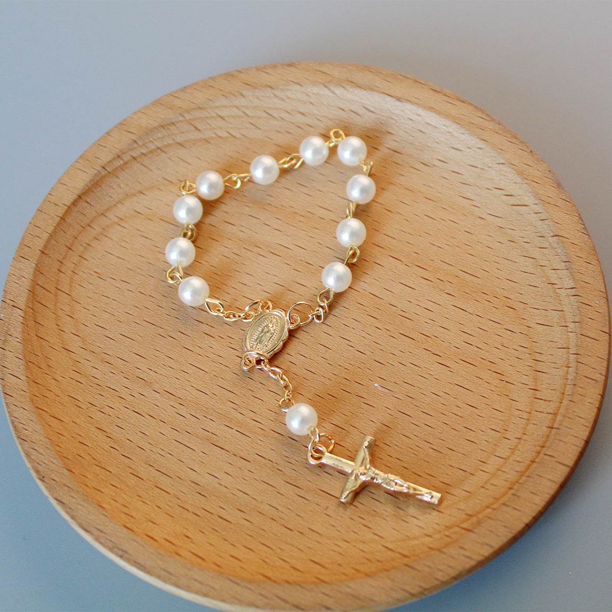 Beads Pearl Cross Full Moon Blessing Bracelet Fashion Jewelry - www.Shopthatapp.com