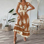 Women's Summer Flowy Maxi Dress Casual Cap Sleeve V Neck Smocked Waist Beach Sundress - www.Shopthatapp.com