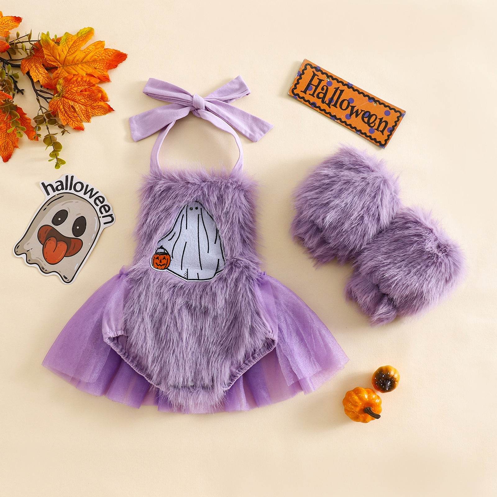 Halloween Children's Clothing Plush Girls' Cute Crawling Suit Two-piece Set - www.Shopthatapp.com