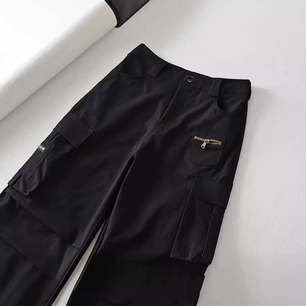 Retro High Waist Multi-pocket Cargo Pants Women - www.Shopthatapp.com