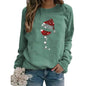 Clothing Christmas Women's Sweater Christmas Hat Red Wine Glass Graphic Print Crew Neck Long-sleeved Sweater - www.Shopthatapp.com