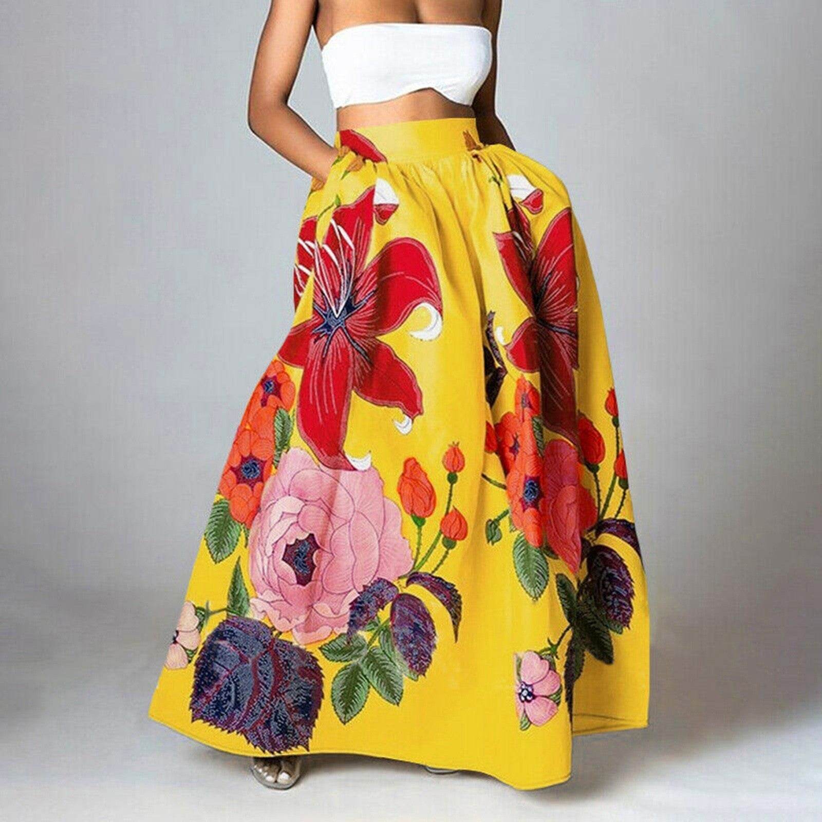 High Waist Maxi Prairie Floral Long Summer Skirt - www.Shopthatapp.com