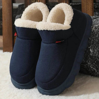 Winter Plush Cotton Shoes Women Men Warm Suede House Shoes For Parents Solid Color Thick-soled Garden Shoes Outdoor - www.Shopthatapp.com