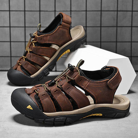 Top Layer Leather Plus Size Men's Beach Sandals - www.Shopthatapp.com