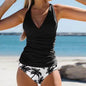 Bikini Beach Print Suspender Swimsuit Suit - www.Shopthatapp.com
