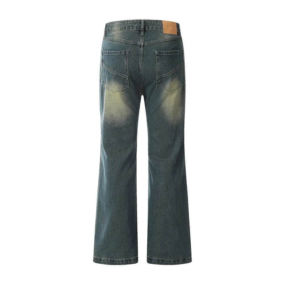Washing Indentation Denim Bootcut Jeans Pants Men - www.Shopthatapp.com