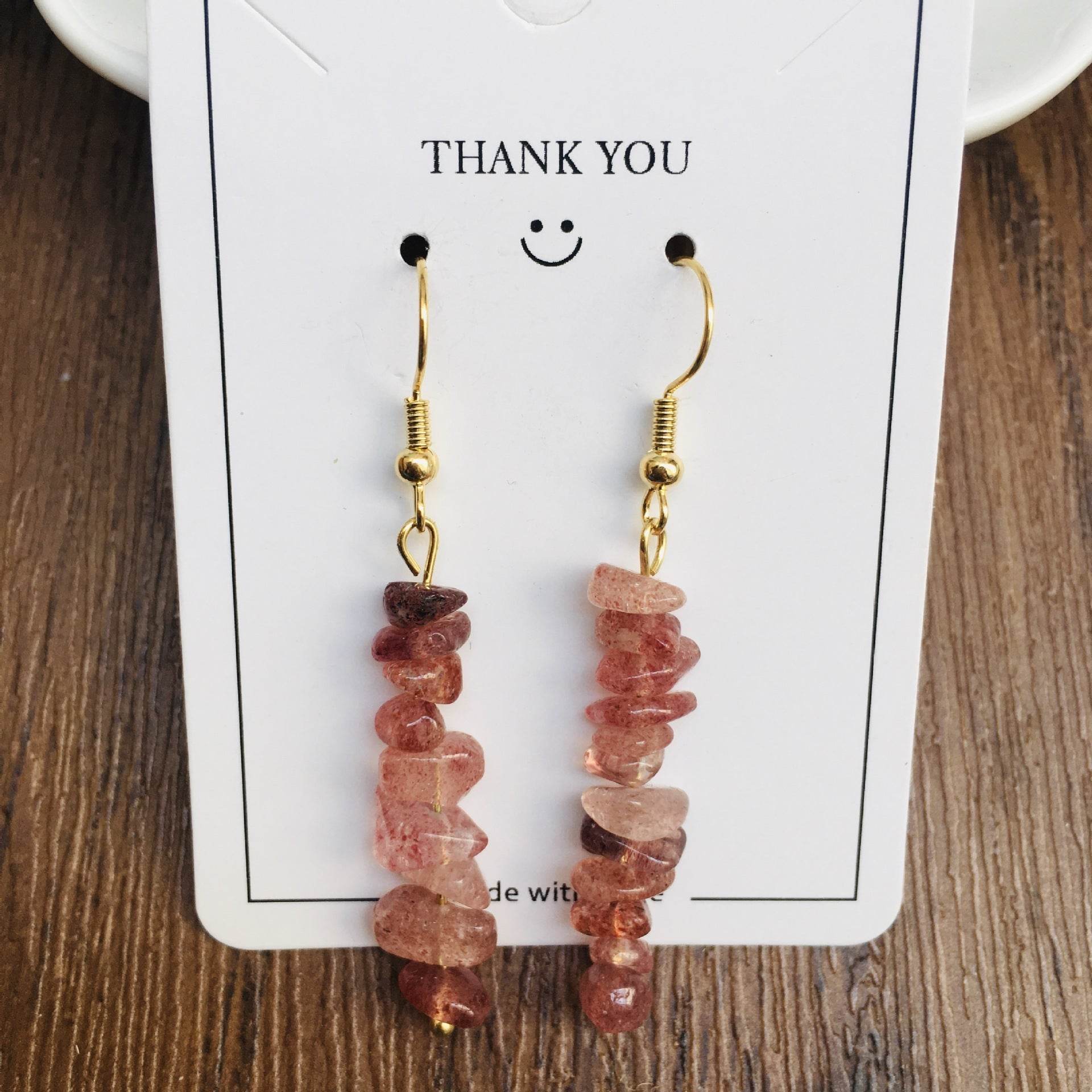 Handmade DIY Natural Crystal Stone Beaded Earrings - www.Shopthatapp.com