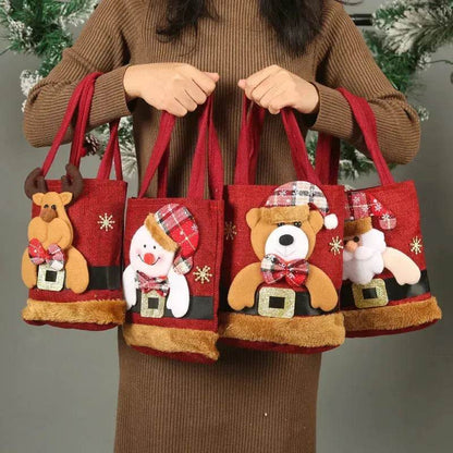 Christmas Candy Gift Tote Bag For Kids Funny Creative Santa Claus Elk Snowman Bear Handbag Small Christmas Tree Decoration Bags - www.Shopthatapp.com