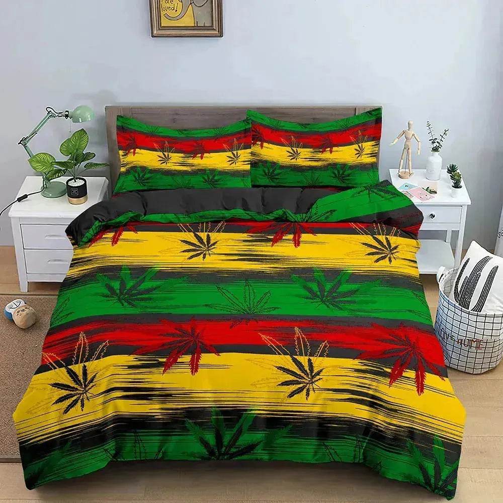 Colorful Psychedelic Weed Leaf Bedding Set - www.Shopthatapp.com