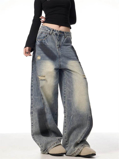 Splash Ink Ripped Machete Baggy Jeans Pant For Women Loose-fitting Wide-leg Trousers - www.Shopthatapp.com