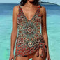Bikini Beach Print Suspender Swimsuit Suit - www.Shopthatapp.com