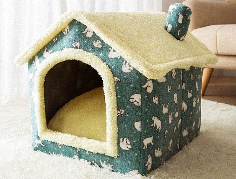 Foldable Dog House Pet Cat Bed Winter Dog Villa Sleep Kennel Removable Nest Warm Enclosed Cave Sofa Pets Supplies - www.Shopthatapp.com