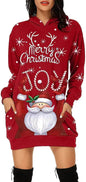 Women's Long-sleeved Christmas Hoodie Sweatshirt Dress Winter - www.Shopthatapp.com
