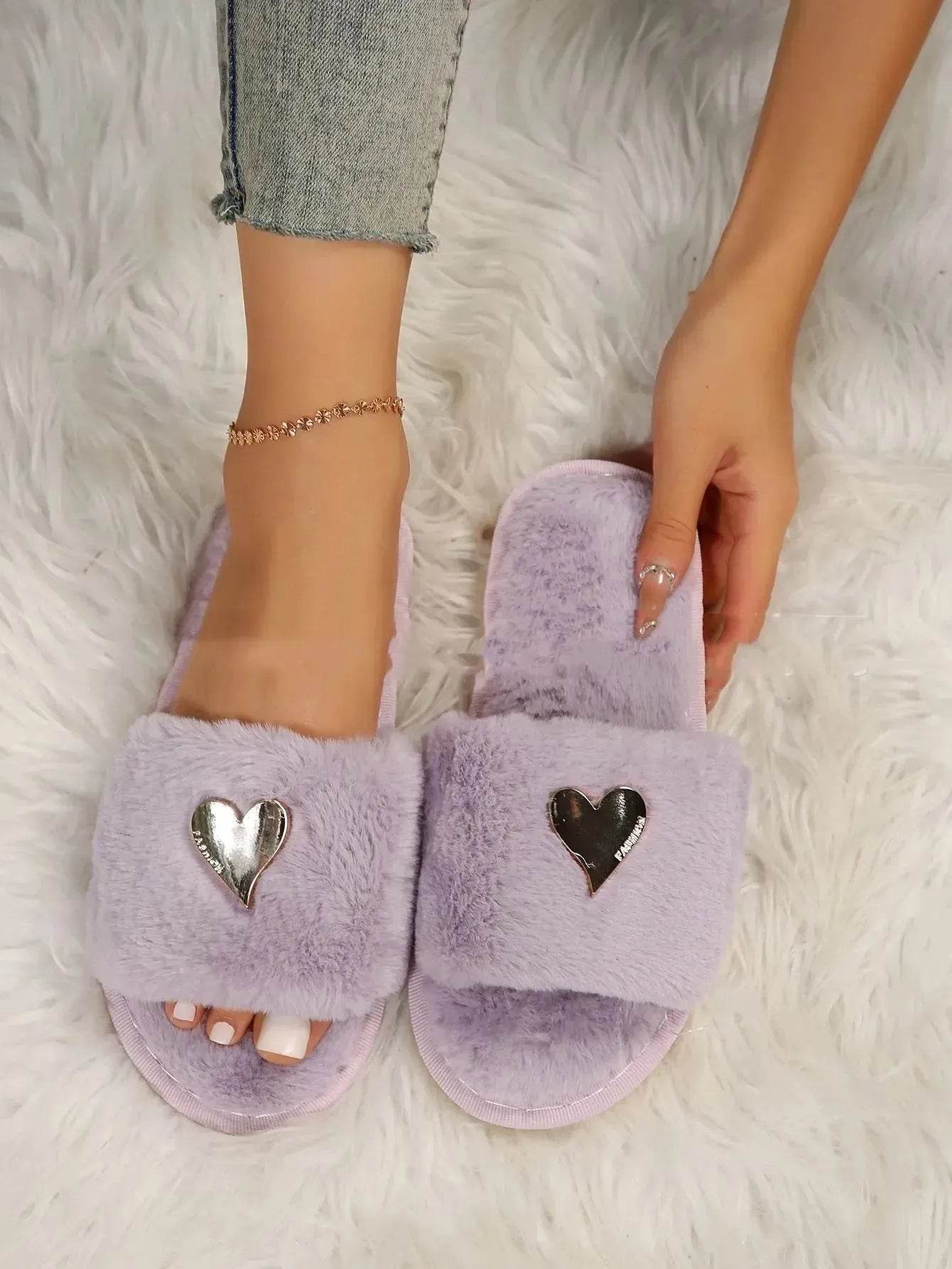Fluffy Slipper Fall Winter Warm Home Fur Furry Slippers Women Plush Shoes Indoor House Fuzzy Flip Flops Female Padded Fleece Living Bedroom - www.Shopthatapp.com