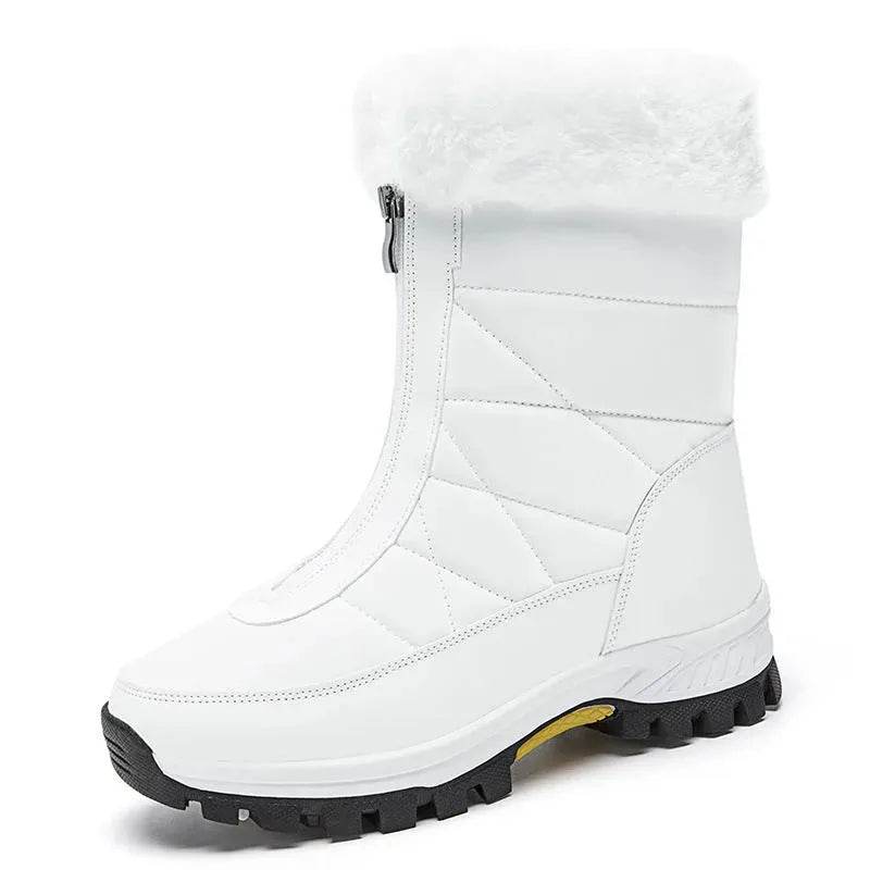 Winter Waterproof Snow Boots Women's Mid-calf Front Zipper - www.Shopthatapp.com