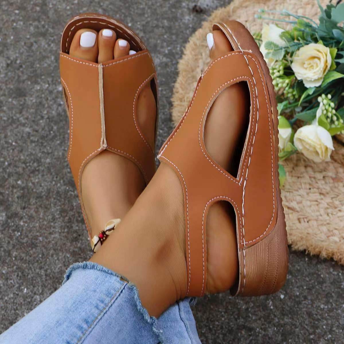 New Summer Wedges Sandals With Elastic Band Design Casual Fish Mouth Shoes For Women - www.Shopthatapp.com