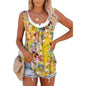 Casual Spring And Summer Tops Printed Sleeveless Pleating Vest T-shirt For Women - www.Shopthatapp.com