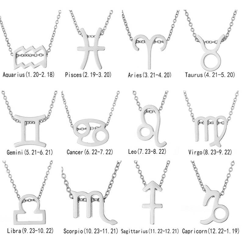 12 Zodiac Sign Necklaces With Gift Card Constellations Pendant Necklace Jewelry - www.Shopthatapp.com
