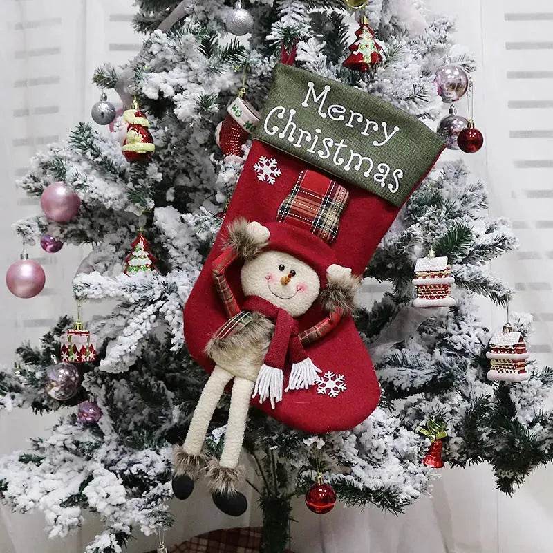 2024 New Year Xmas Big Stockings Set Decorations Christmas 3D Plush Big Sock Christmas Tree Pendant Decorating Supplies - www.Shopthatapp.com
