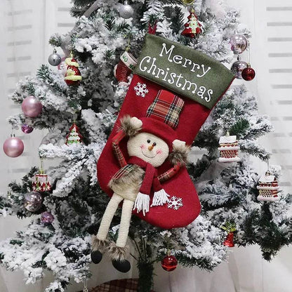 2024 New Year Xmas Big Stockings Set Decorations Christmas 3D Plush Big Sock Christmas Tree Pendant Decorating Supplies - www.Shopthatapp.com