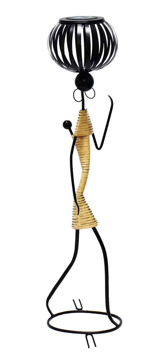 Stylish abstract tribal lady sculpture in black and natural tones for home decor enthusiasts