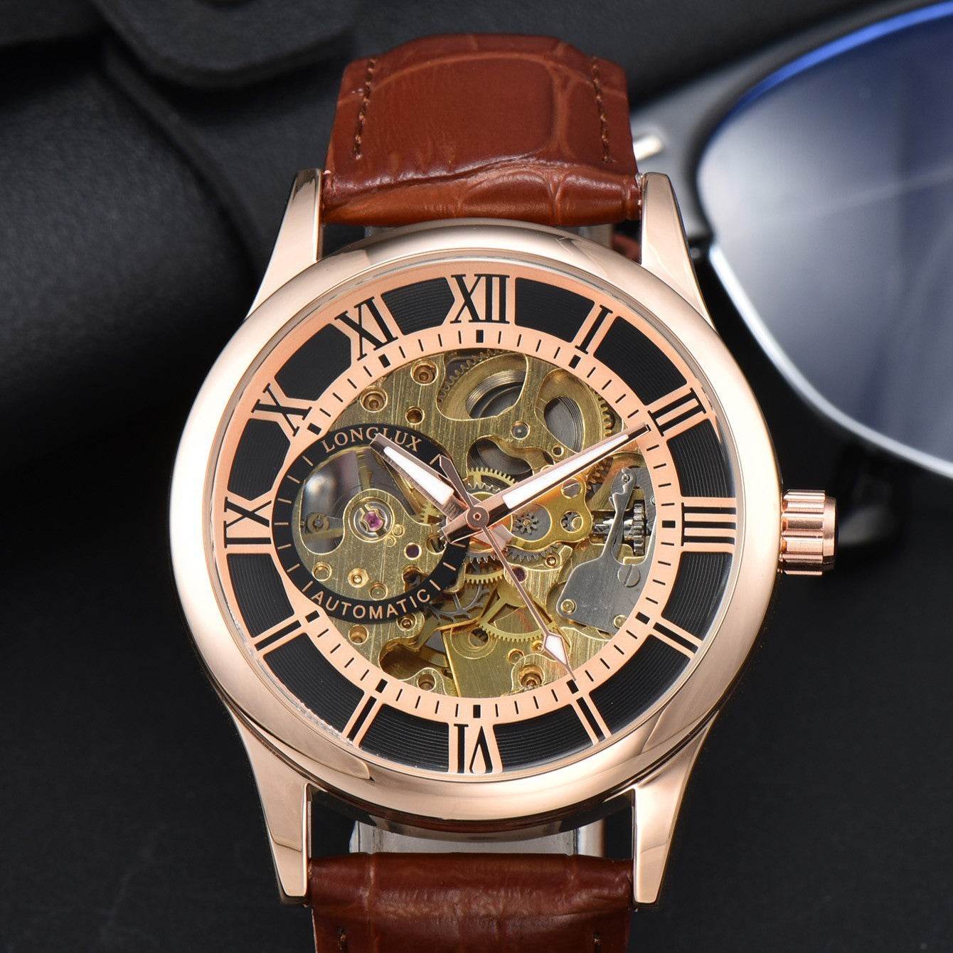 Men's Mechanical Watch Roman Scale Waterproof Fashion Business - www.Shopthatapp.com