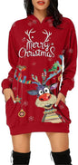 Women's Long-sleeved Christmas Hoodie Sweatshirt Dress Winter - www.Shopthatapp.com