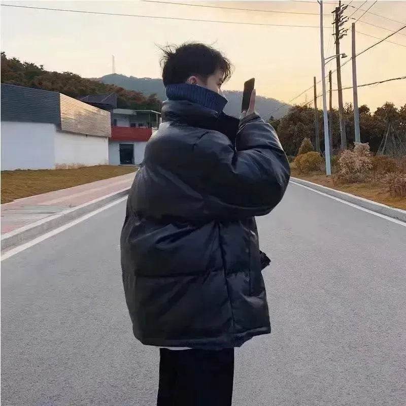 Winter Men's Down Cotton-padded Winter Coat Thick Black Puffer Jacket - www.Shopthatapp.com