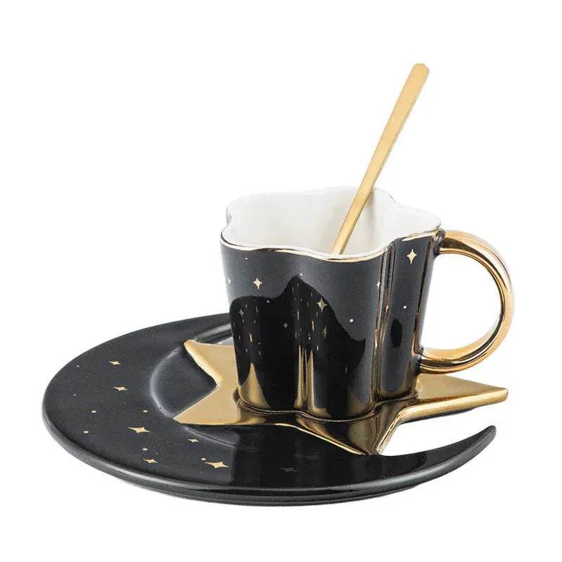 4pc set Creative Porcelain Ceramic Coffee Cup With Star And Moon Saucer - www.Shopthatapp.com