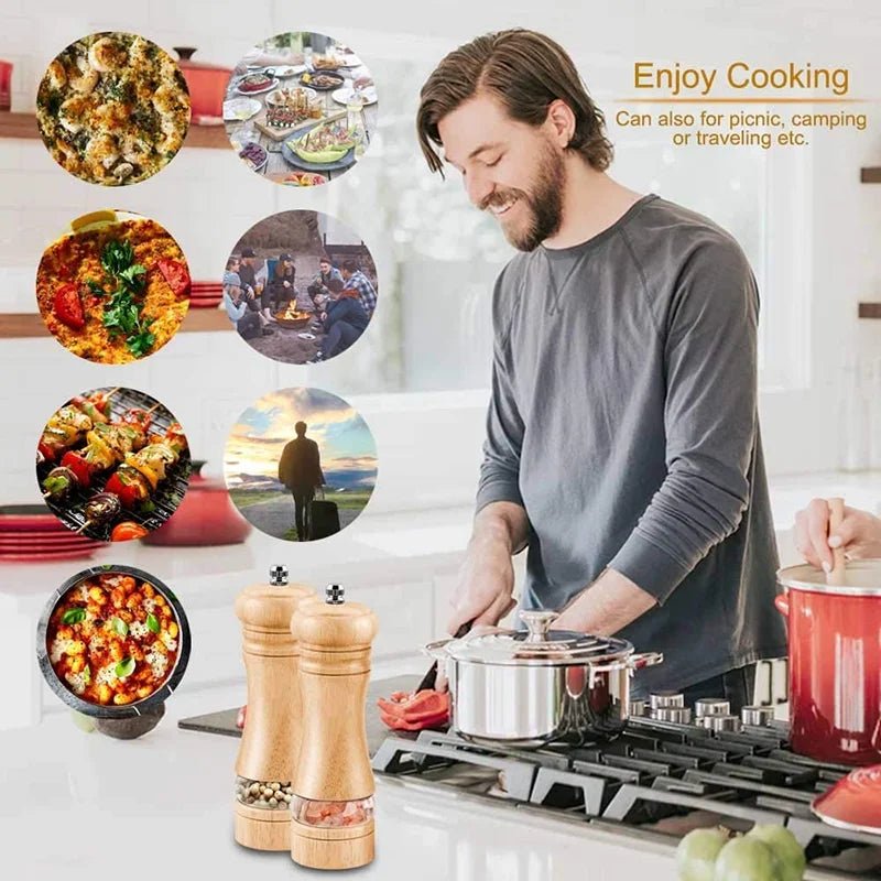 Acacia Wood Salt and Pepper Grinder Set - www.Shopthatapp.com