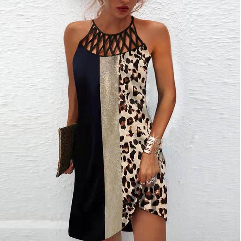 Fashion Print Dress Casual Halterneck Dresses For Women Summer Clothes - www.Shopthatapp.com