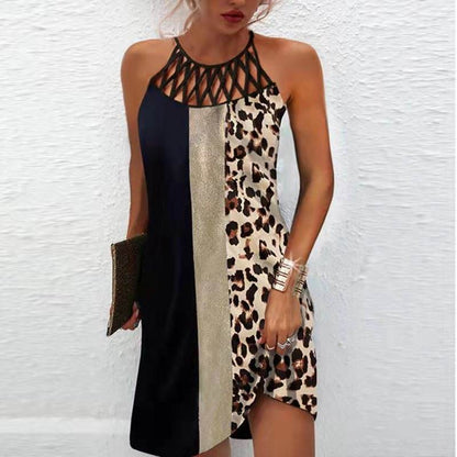 Fashion Print Dress Casual Halterneck Dresses For Women Summer Clothes - www.Shopthatapp.com