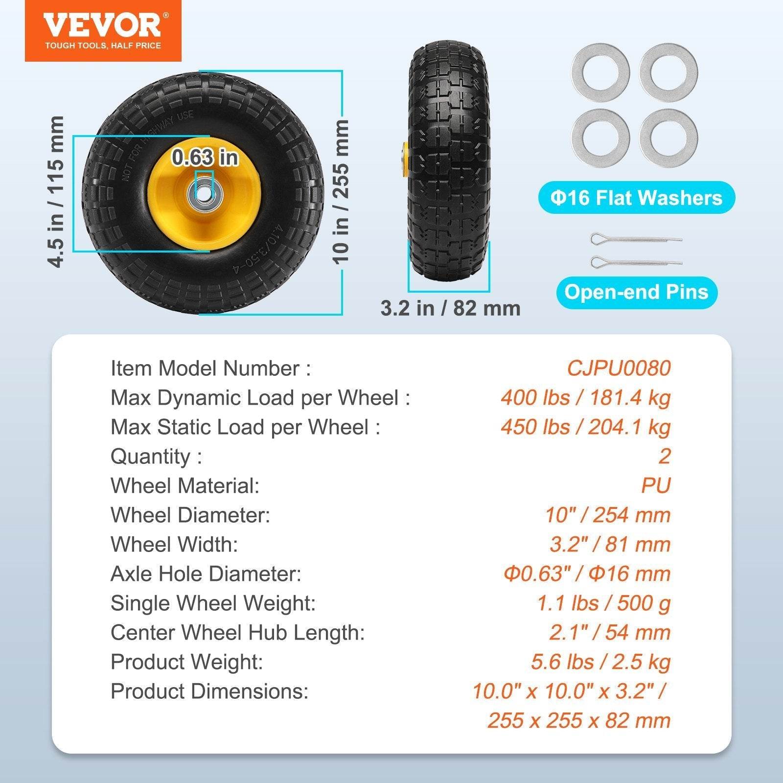 VEVOR Dollies & Hand Trucks solid replacement wheel Tyre - www.Shopthatapp.com