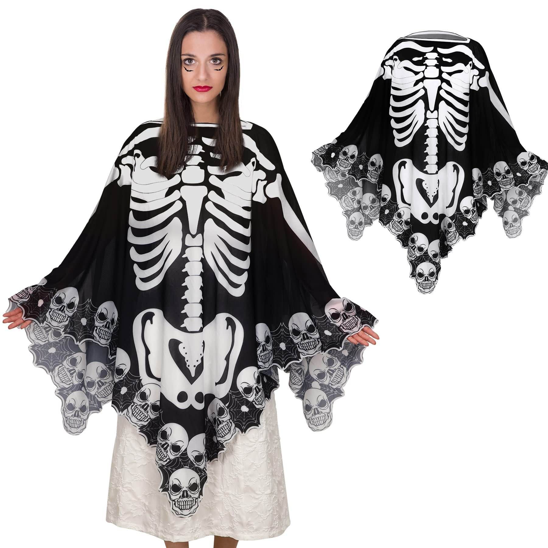 Halloween Lace Poncho Plus Size Halloween Skeleton Cape Day Of The Dead Costumes For Women 59 Inches X 59 Inches -Selling On Amazon Is Prohibited - www.Shopthatapp.com