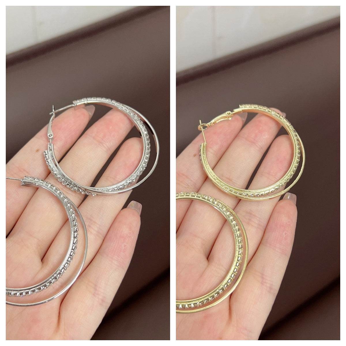 Diamond Simple Bracelet Eardrop Earring Korean Simple Temperamental - www.Shopthatapp.com