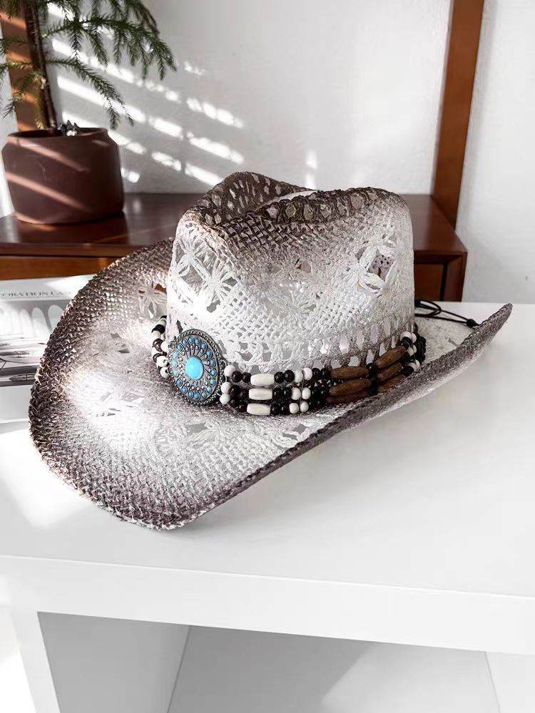 Summer Outdoor Ethnic Style Felt and Straw Cowboy Hat - www.Shopthatapp.com