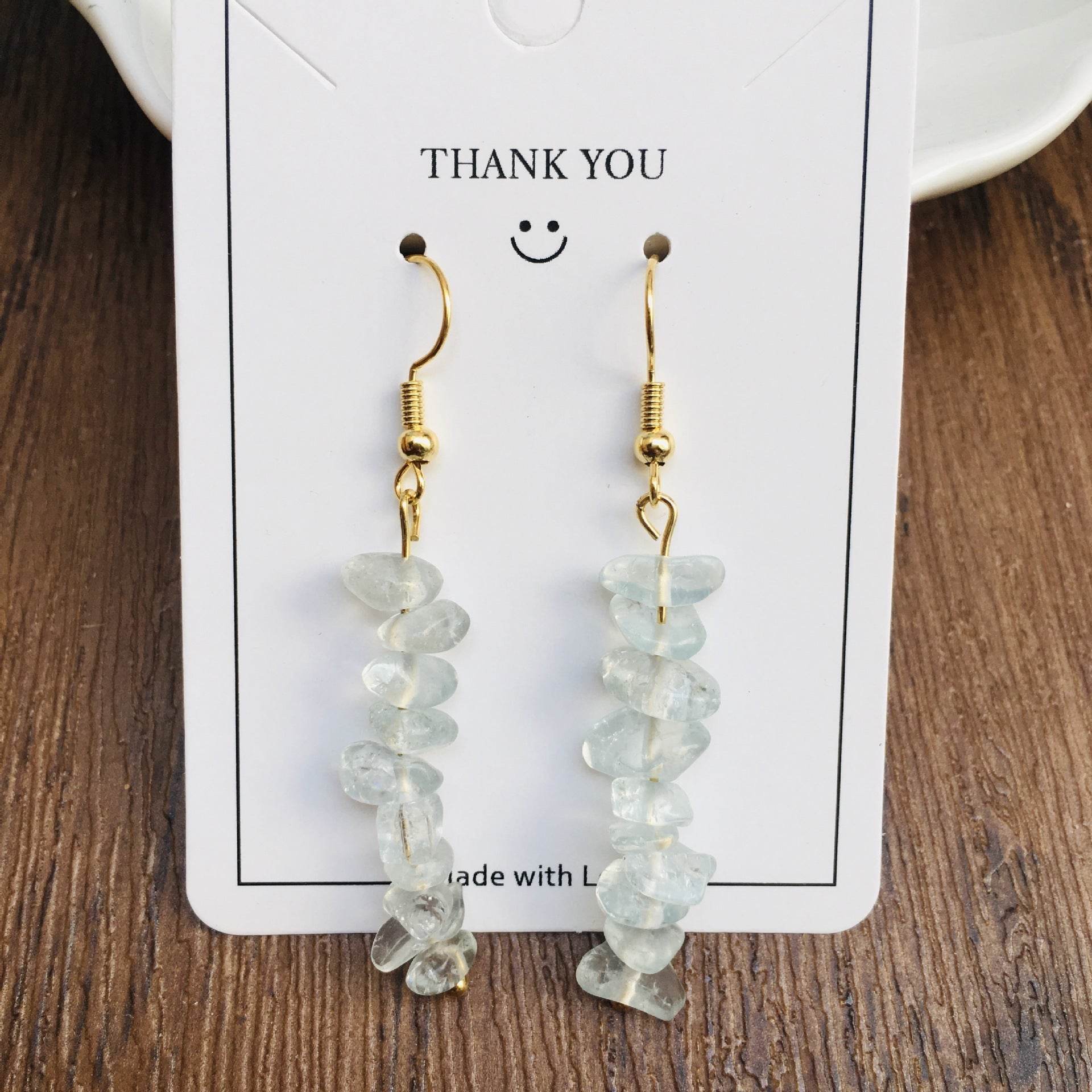 Handmade DIY Natural Crystal Stone Beaded Earrings - www.Shopthatapp.com