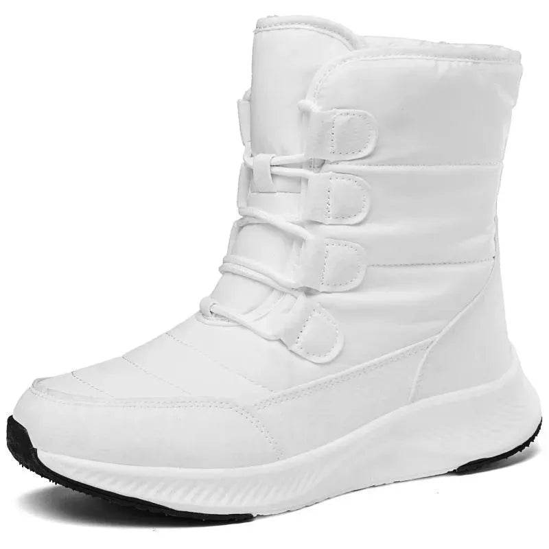 Winter Waterproof Snow Boots Women's Mid-calf Front Zipper - www.Shopthatapp.com