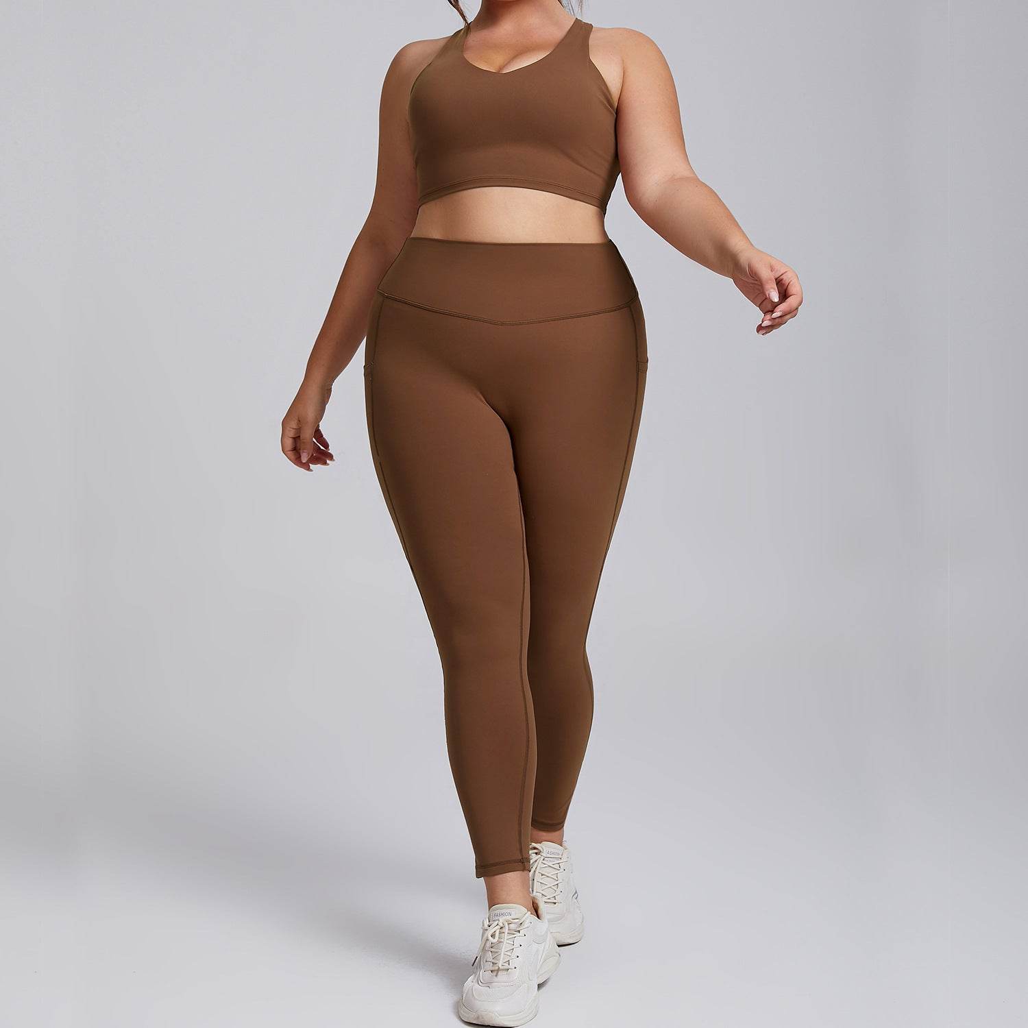 Plus Size Women Sports Workout Gym - Sleeveless Crop and Pant - www.Shopthatapp.com