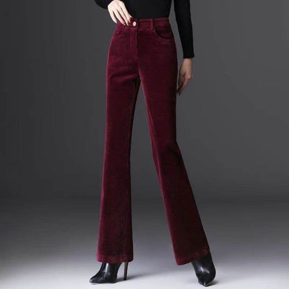 High-grade Bootcut Trousers Women's Corduroy Flared Pants Draping Effect - www.Shopthatapp.com